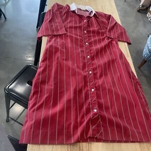 Vintage Models Coat House Dress Mid Century Size S Red White Striped Pattern